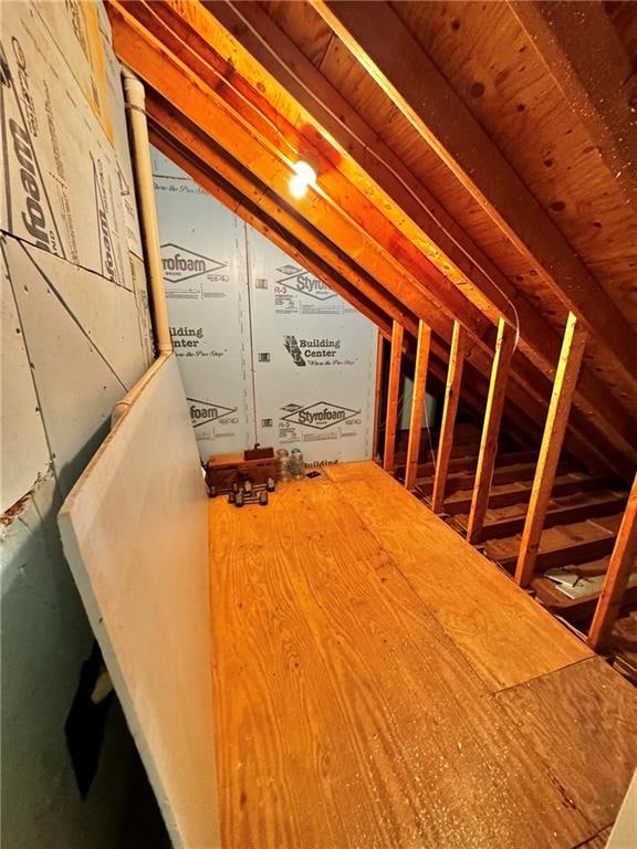 view of unfinished attic