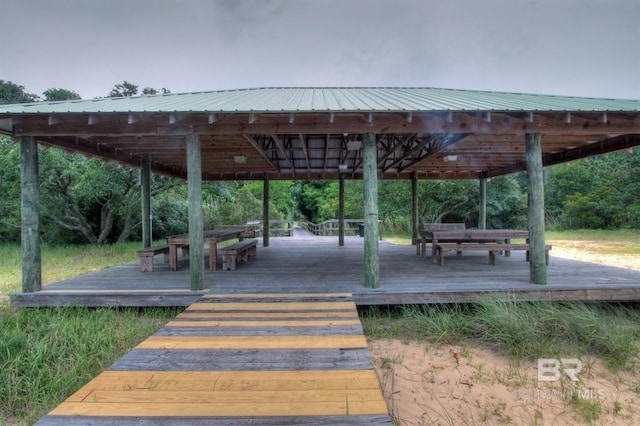 view of property's community with a wooden deck