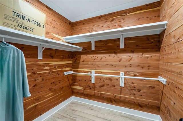 walk in closet featuring hardwood / wood-style flooring