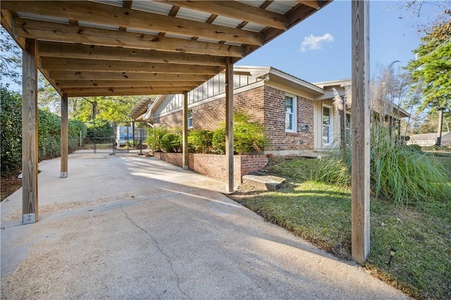 view of patio featuring a carport