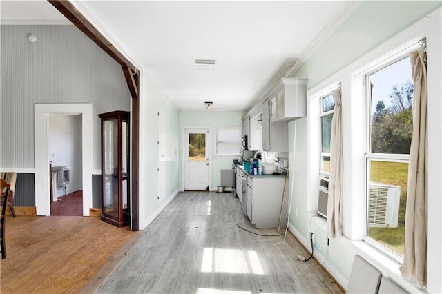 52780 State Highway 59, Stockton, AL 36579 - corridor with visible vents, light wood-type flooring, ornamental molding, and baseboards