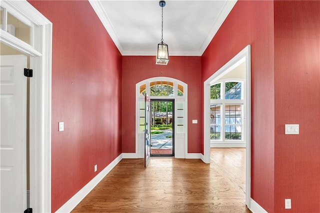 104 Ferncliff Cir, Daphne, AL 36526 - foyer featuring ornamental molding, wood finished floors, and baseboards