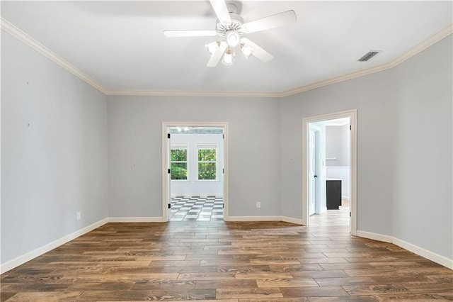 104 Ferncliff Cir, Daphne, AL 36526 - empty room featuring crown molding, ceiling fan, wood finished floors, and baseboards
