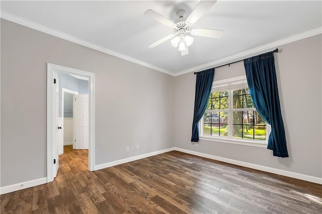 104 Ferncliff Cir, Daphne, AL 36526 - empty room with ornamental molding, baseboards, wood finished floors, and a ceiling fan