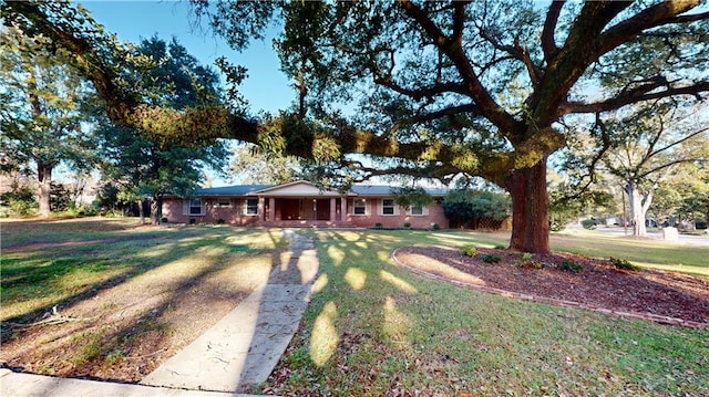 ranch-style house featuring a front lawn