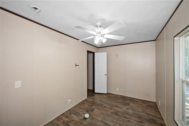 6550 Oak Grove Rd, Eight Mile, AL 36613 - unfurnished room featuring a ceiling fan, dark wood-type flooring, and ornamental molding