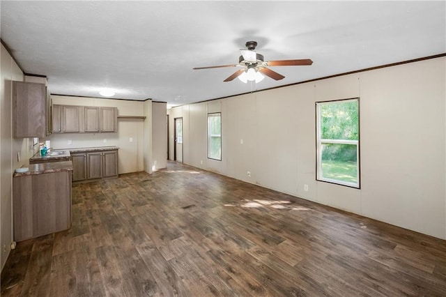 6550 Oak Grove Rd, Eight Mile, AL 36613 - kitchen featuring ceiling fan, dark wood-type flooring, and a sink