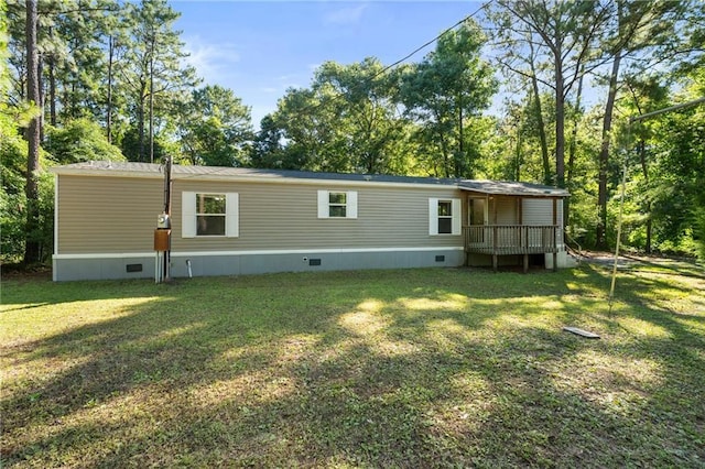 6550 Oak Grove Rd, Eight Mile, AL 36613 - rear view of property with crawl space, a lawn, and a wooden deck