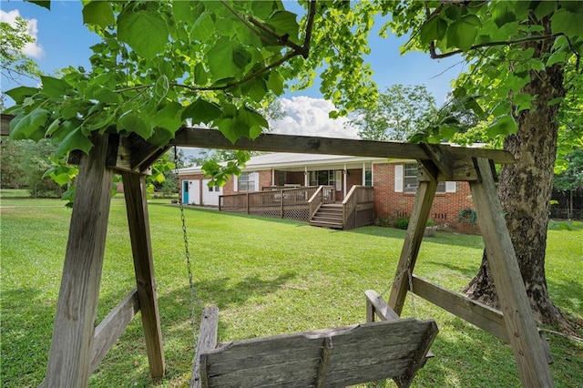 17714 Horseneck Rd, Bay Minette, AL 36507 - view of yard featuring a wooden deck