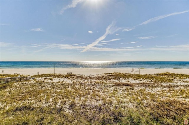 property view of water with a beach view