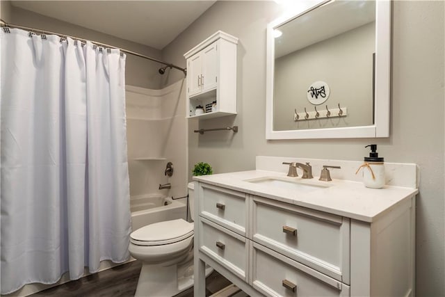 11375 Wacker Dr, Theodore, AL 36582 - bathroom with vanity, shower / bath combo with shower curtain, and wood finished floors