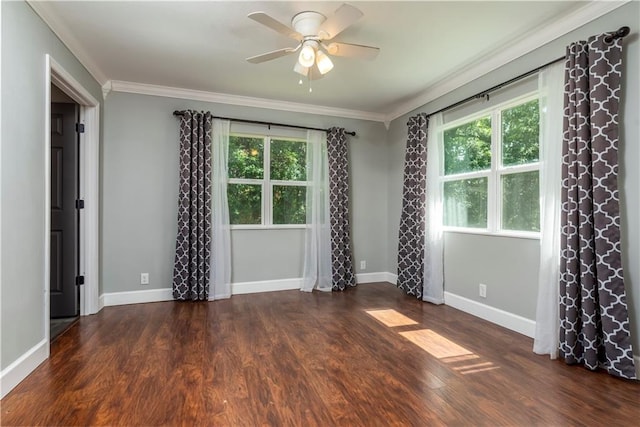 11375 Wacker Dr, Theodore, AL 36582 - unfurnished room featuring ceiling fan, plenty of natural light, ornamental molding, and wood finished floors