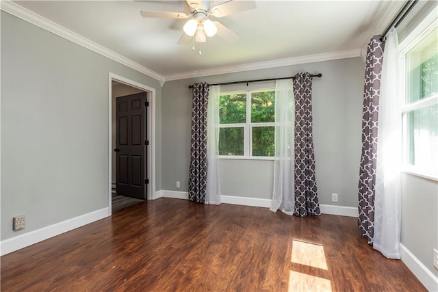 11375 Wacker Dr, Theodore, AL 36582 - unfurnished room with wood finished floors, ceiling fan, and ornamental molding
