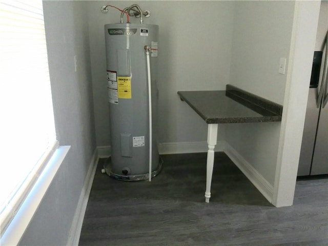 utility room with electric water heater