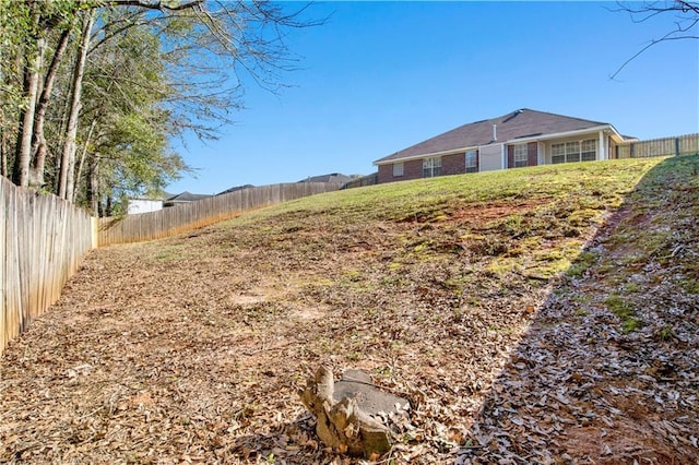 view of yard with a fenced backyard