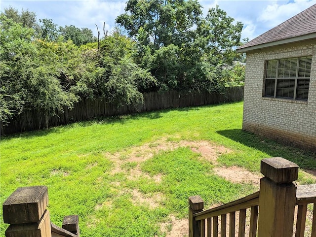 view of yard with a fenced backyard