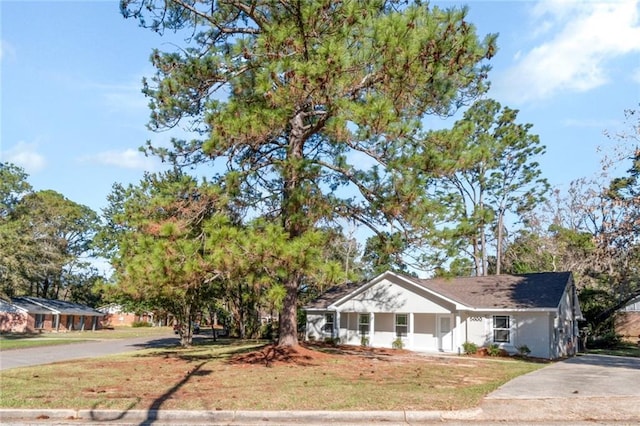 view of front of home with a front yard