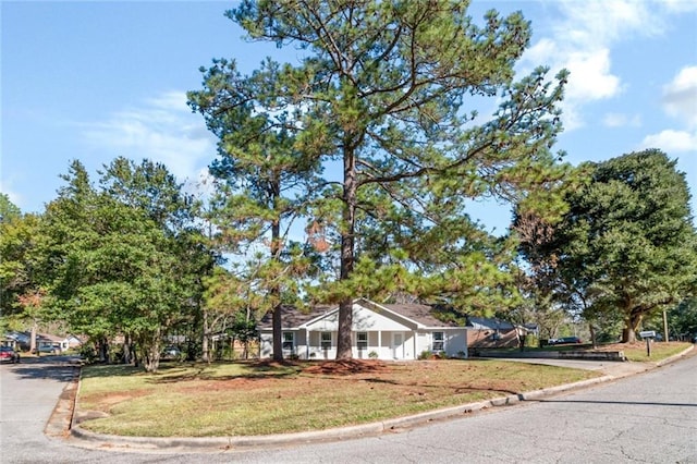 view of front of home featuring a front yard