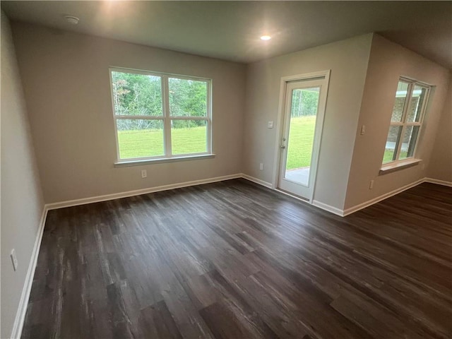 interior space with dark hardwood / wood-style flooring