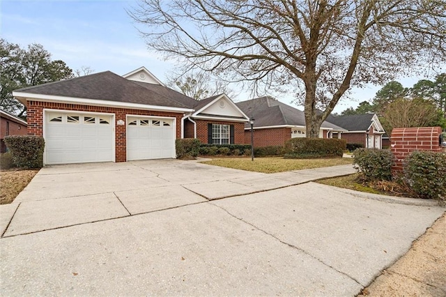 single story home with a garage