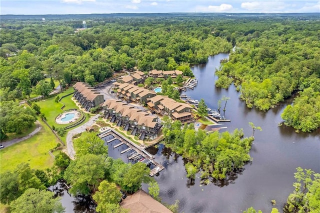 311 Magnolia Ave Unit 54, Satsuma, AL 36572 - aerial view of a large body of water, a heavily wooded area, and a marina