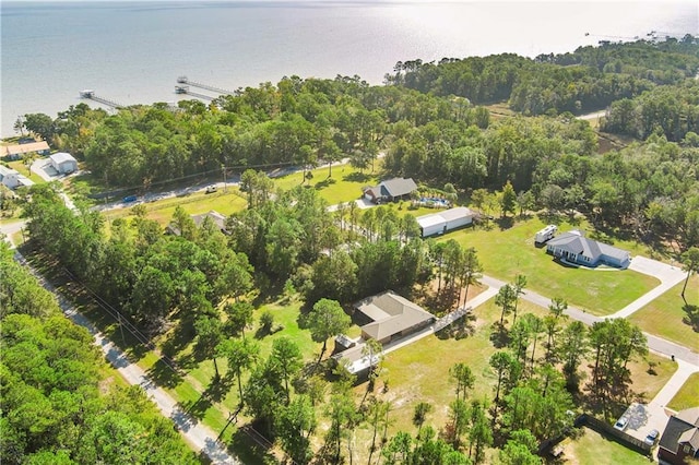 aerial overview of property's location with a nearby body of water