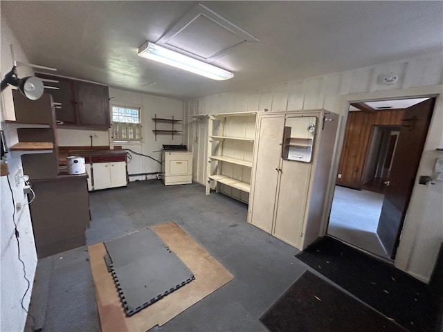 interior space with wood walls