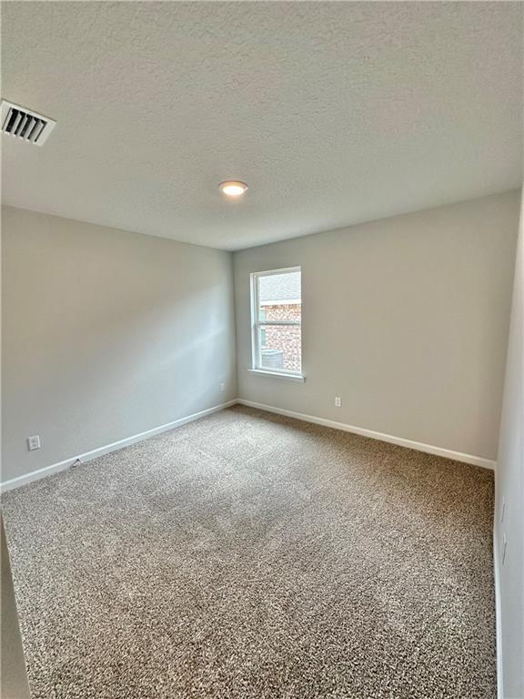 spare room featuring carpet and a textured ceiling