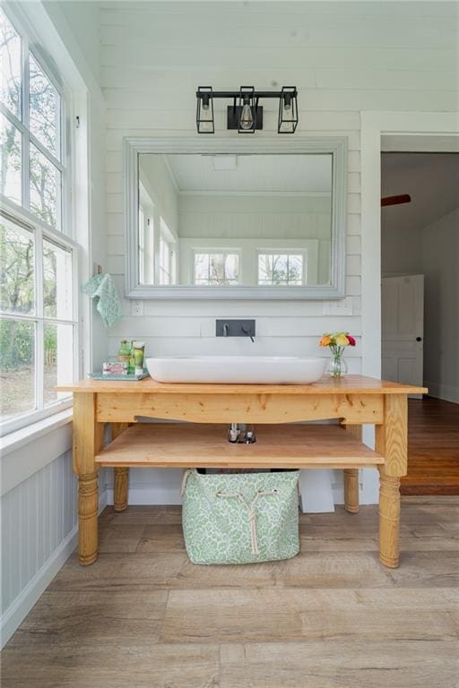 room details with a sink and wood finished floors