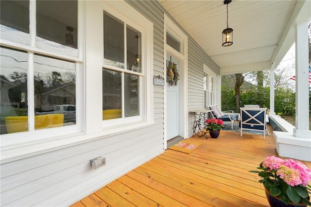 deck featuring covered porch