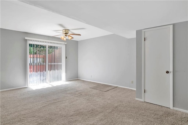 carpeted empty room with ceiling fan