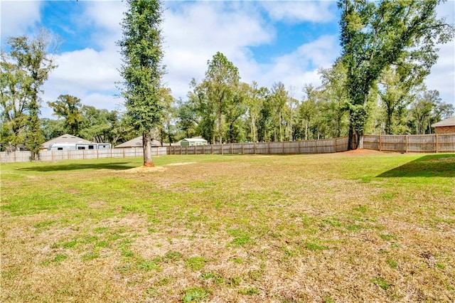 view of yard featuring a fenced backyard