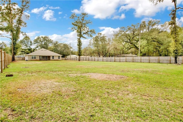 view of yard featuring a fenced backyard