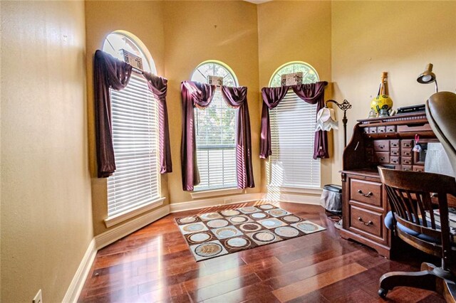 office area featuring hardwood / wood-style flooring