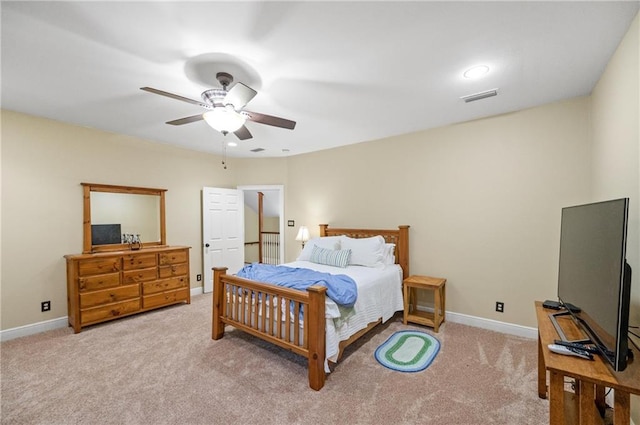 7180 Cannon Ball Cir, Bay Minette, AL 36507 - carpeted bedroom featuring baseboards, visible vents, and ceiling fan