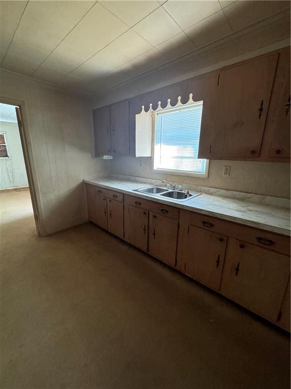 kitchen featuring light countertops and a sink