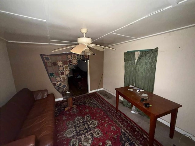 1320 Jessie St, Mobile, AL 36617 - living room featuring ceiling fan and baseboards