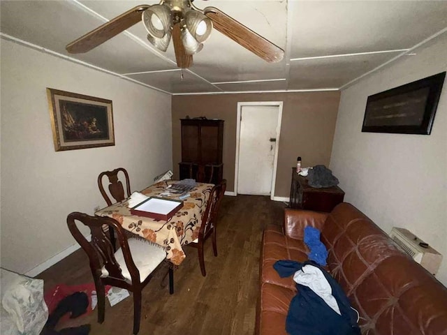 1320 Jessie St, Mobile, AL 36617 - dining space with ceiling fan, baseboards, and wood finished floors