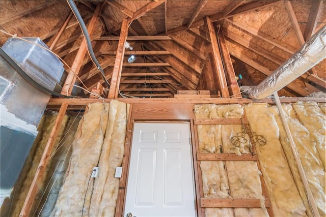 view of unfinished attic