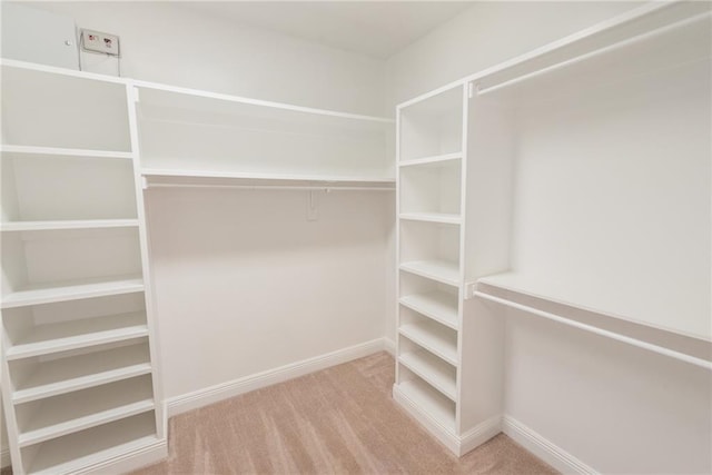 spacious closet with light colored carpet