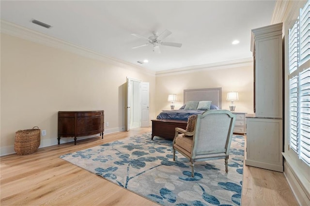 4008 Mcgregor Oaks, Mobile, AL 36608 - bedroom with ornamental molding, multiple windows, light wood-type flooring, recessed lighting, and ceiling fan