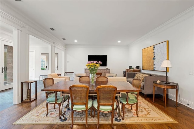 4008 Mcgregor Oaks, Mobile, AL 36608 - dining room with crown molding, recessed lighting, and wood finished floors