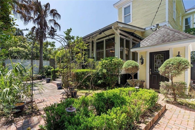 251 Georgia Ave S, Mobile, AL 36604 - exterior space with a shingled roof and a patio
