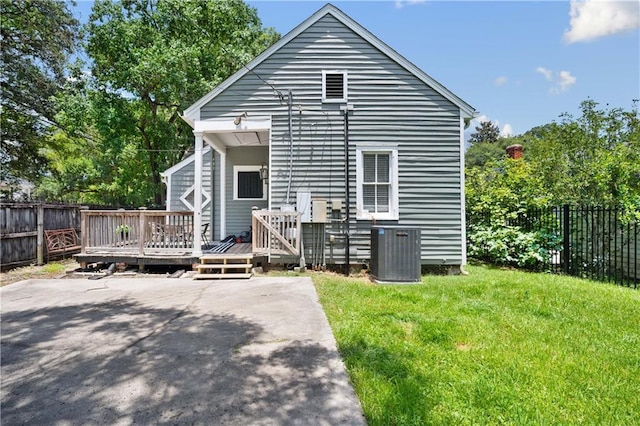 1367 Brown St, Mobile, AL 36604 - back of house with a wooden deck and a fenced backyard