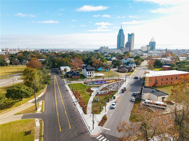 drone / aerial view featuring a view of city