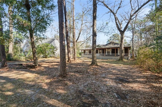 view of yard featuring covered porch