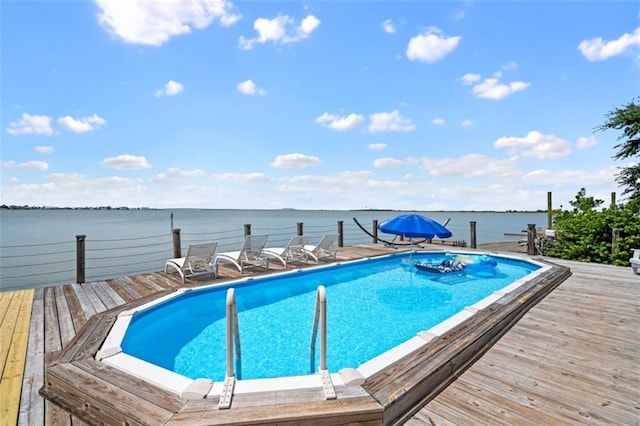 pool with a water view