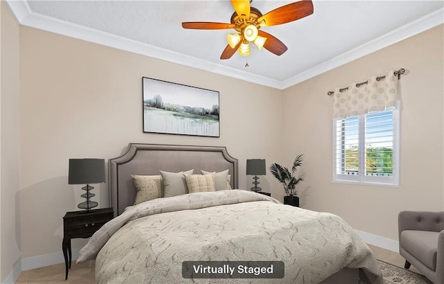 18269 Colony Dr Unit 405, Fairhope, AL 36532 - bedroom with crown molding, baseboards, and a ceiling fan