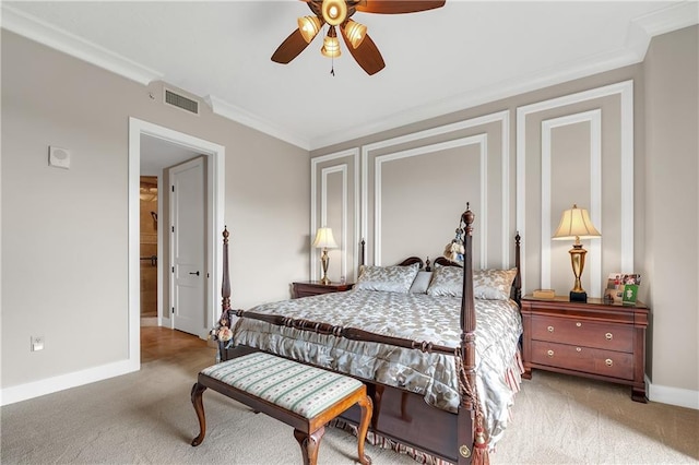 18269 Colony Dr Unit 405, Fairhope, AL 36532 - carpeted bedroom with ornamental molding, baseboards, and ceiling fan