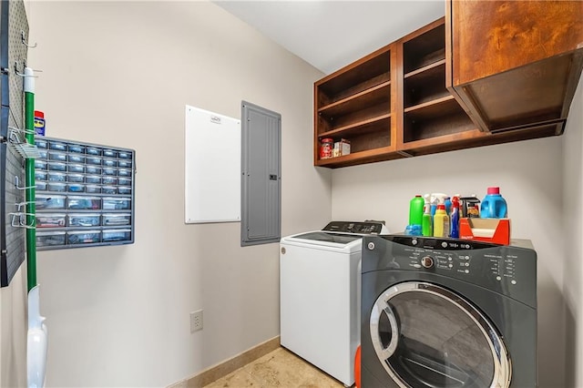 18269 Colony Dr Unit 405, Fairhope, AL 36532 - laundry room with electric panel, washer and clothes dryer, and baseboards